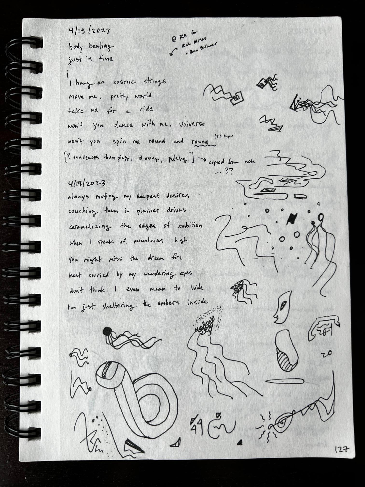 photo of sketchbook page 127