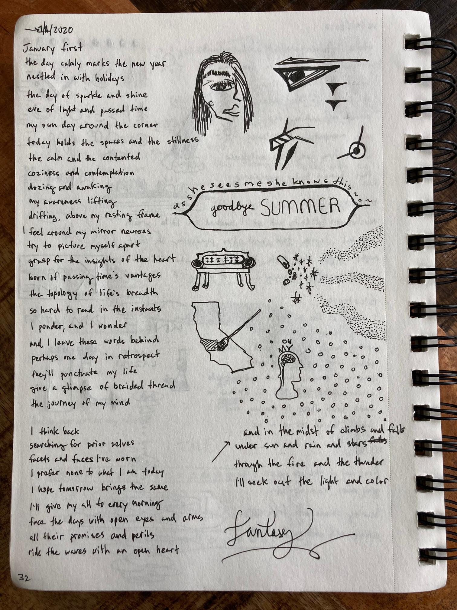 photo of sketchbook page 32