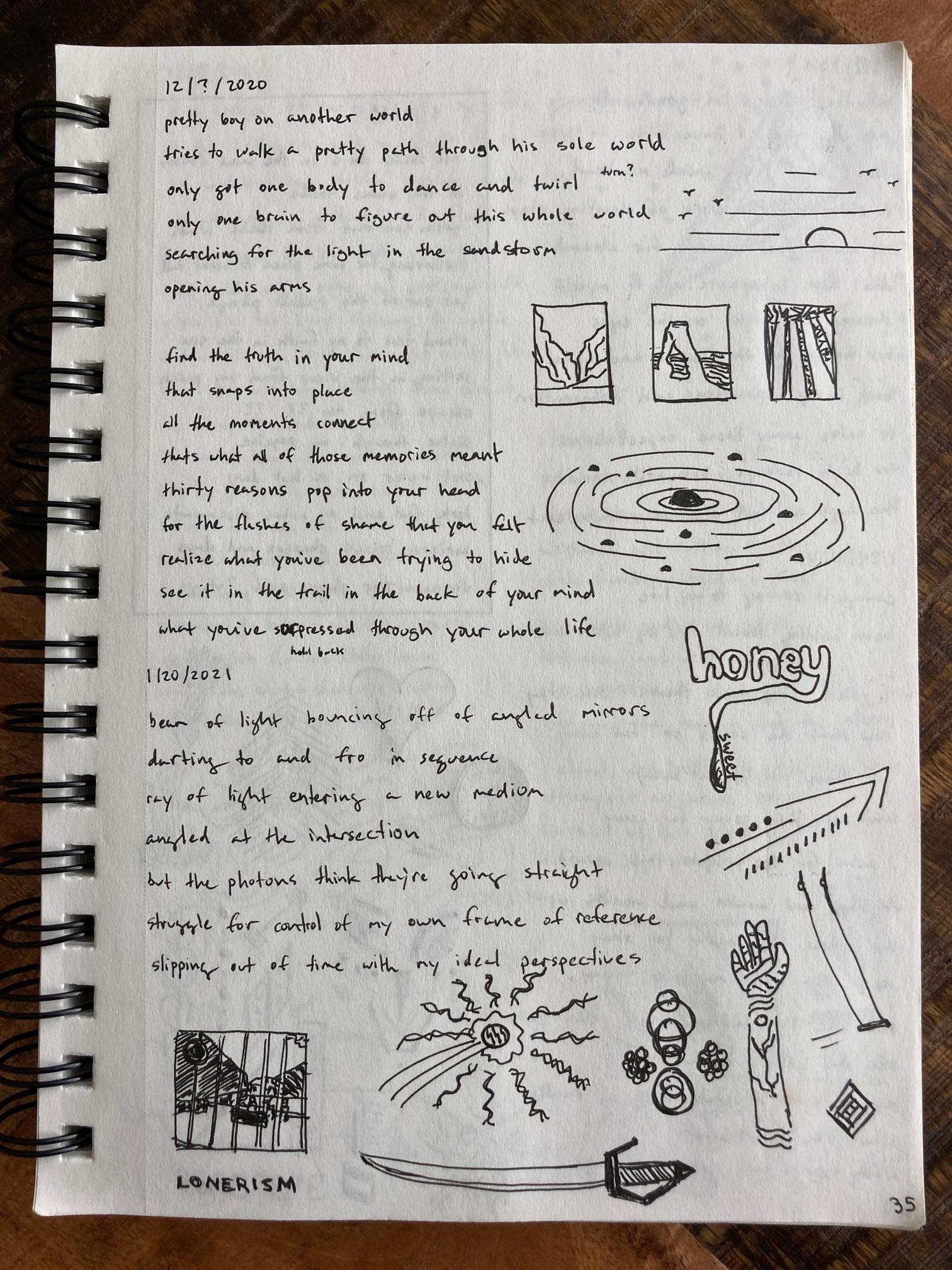 photo of sketchbook page 35