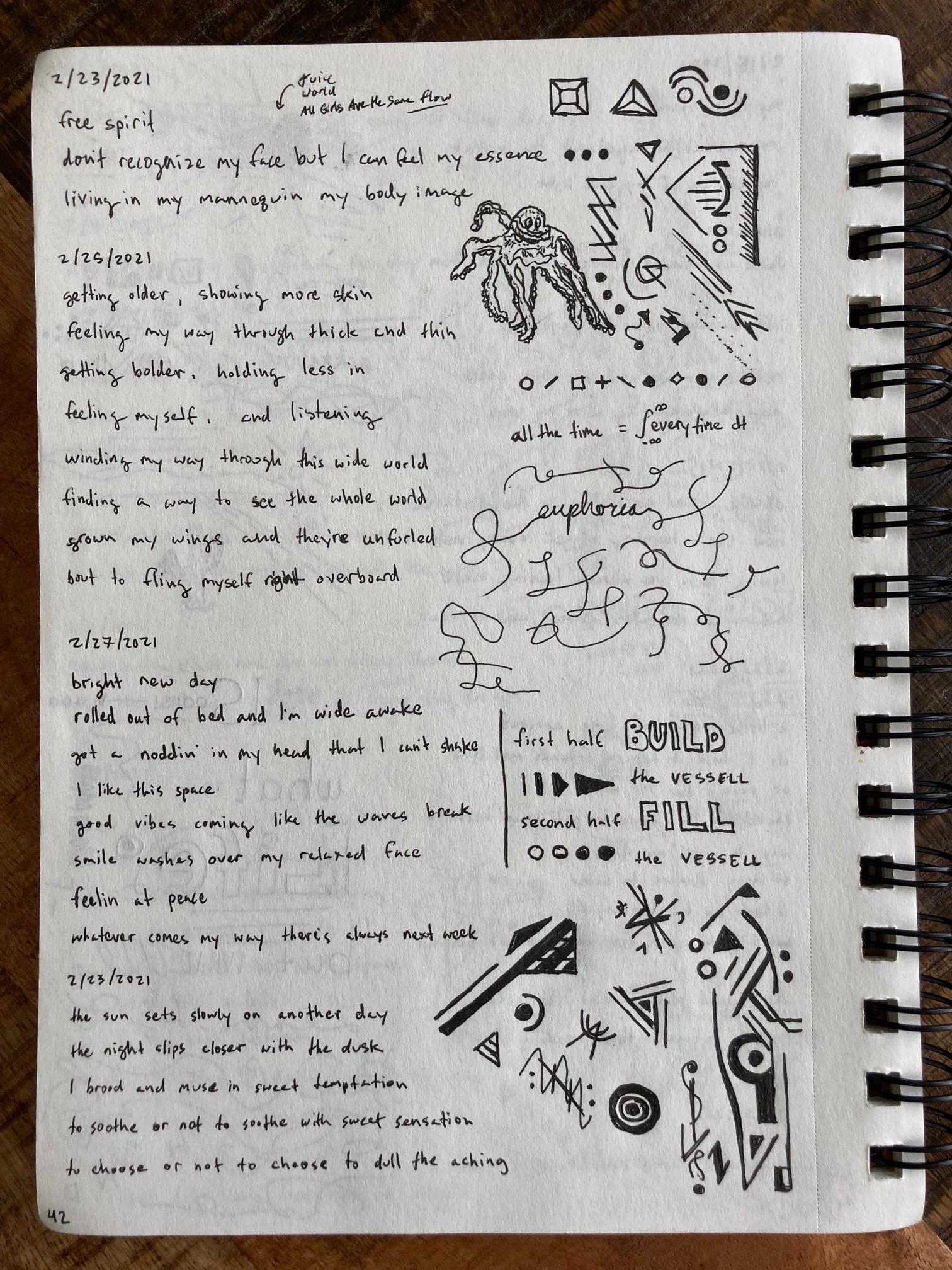 photo of sketchbook page 42