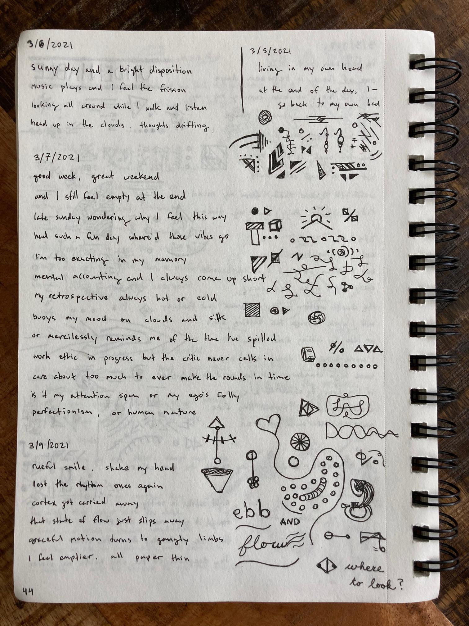 photo of sketchbook page 44