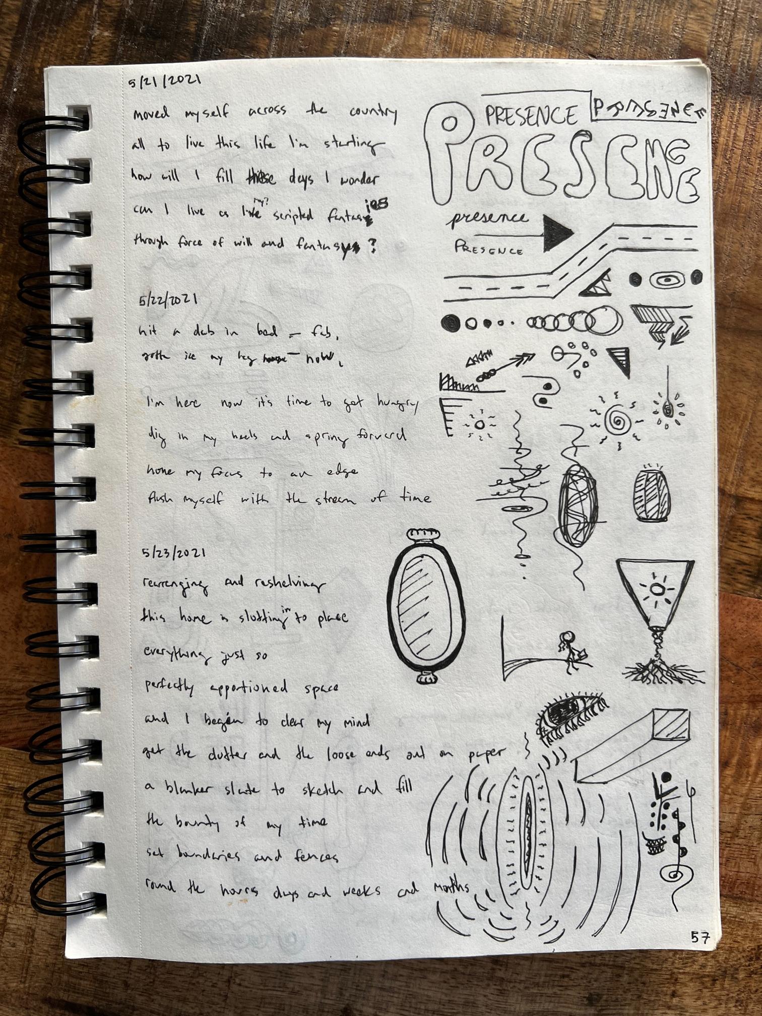 photo of sketchbook page 57