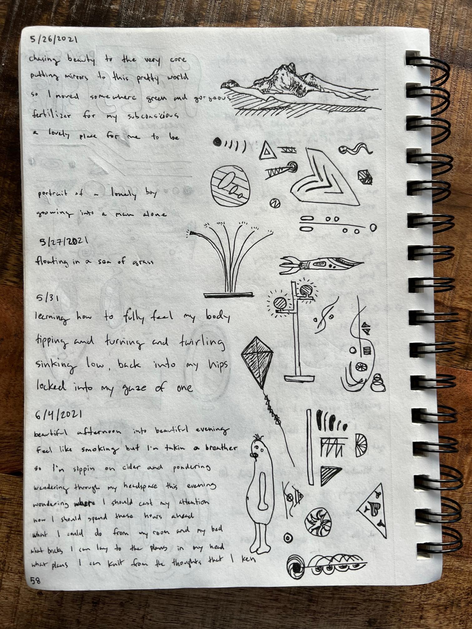 photo of sketchbook page 58