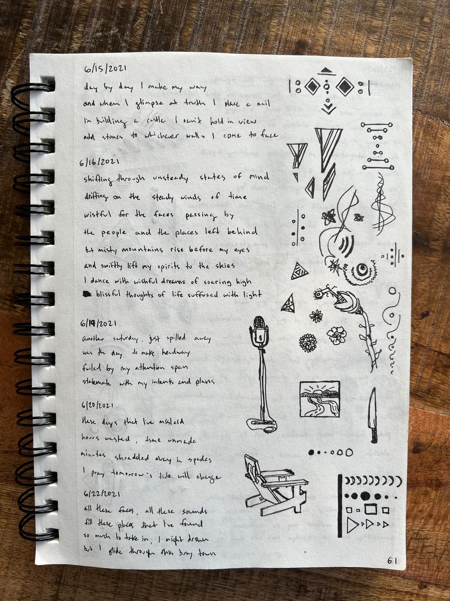 photo of sketchbook page 61