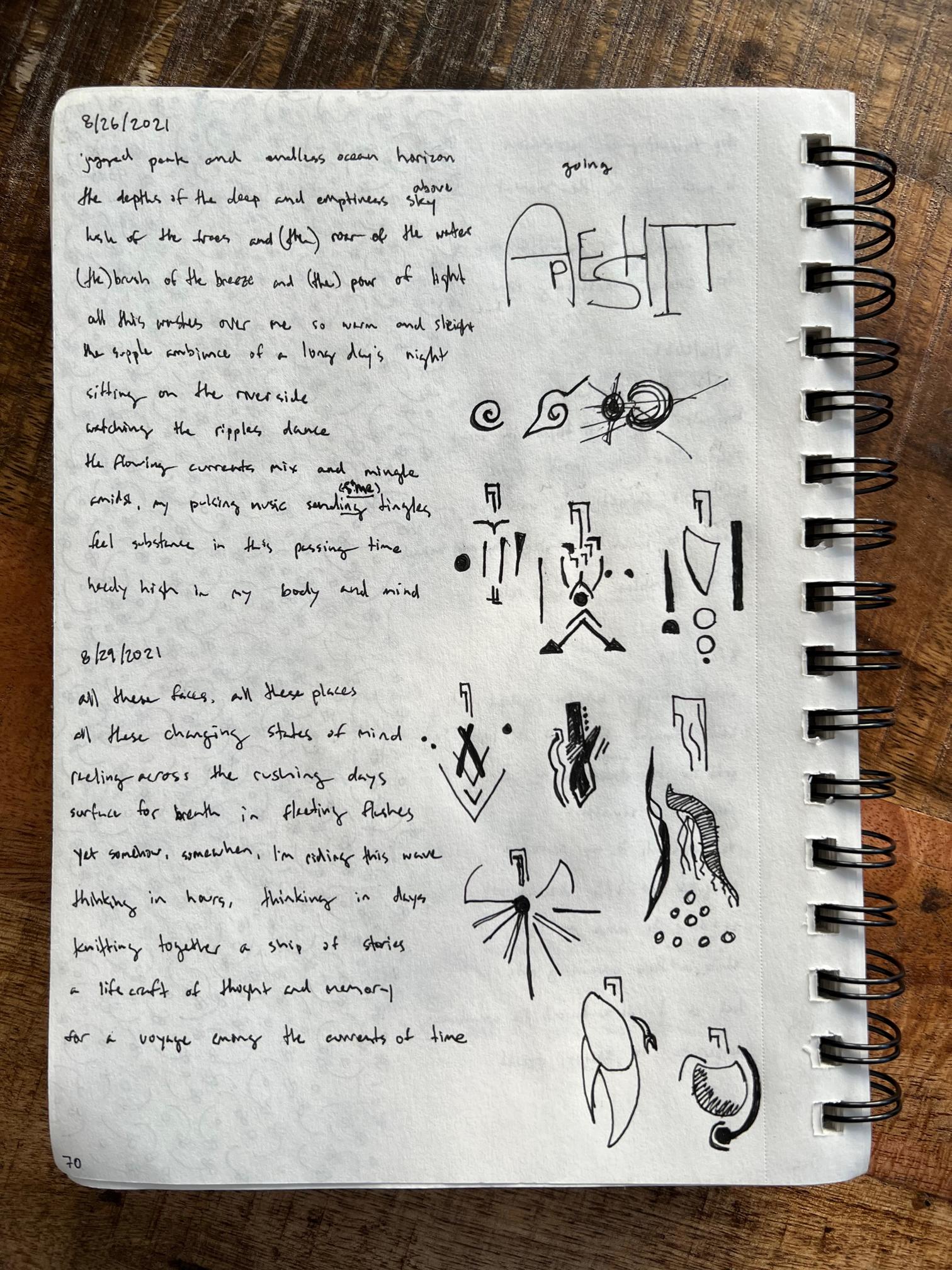 photo of sketchbook page 70